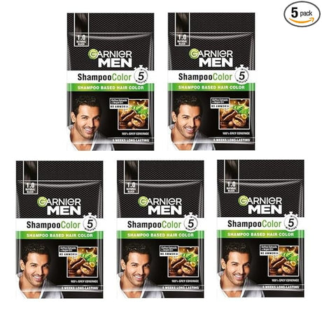 5 x Garnier Men Shade 1 Shampoo Color - Natural Black - Vamzn#