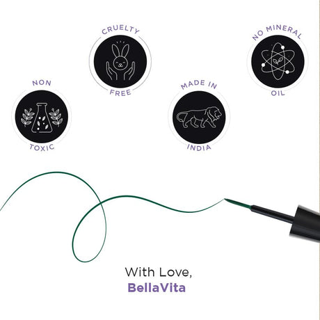 BELLAVITA Intense Drama Waterproof Eyeliner, Black, Matte Finish, Smudge - Proof, Fast - Drying, Felt Tip Applicator, Enriched with Biotin, 3.5 ml - Vamzn#