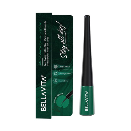 BELLAVITA Intense Drama Waterproof Eyeliner, Black, Matte Finish, Smudge - Proof, Fast - Drying, Felt Tip Applicator, Enriched with Biotin, 3.5 ml - Vamzn#