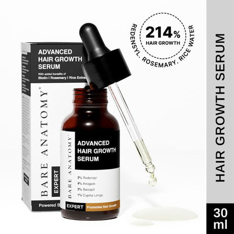 Bare Anatomy Advanced Hair Growth & Hair Fall Control Serum with Rosemary, Biotin & Rice Extract - Vamzn#