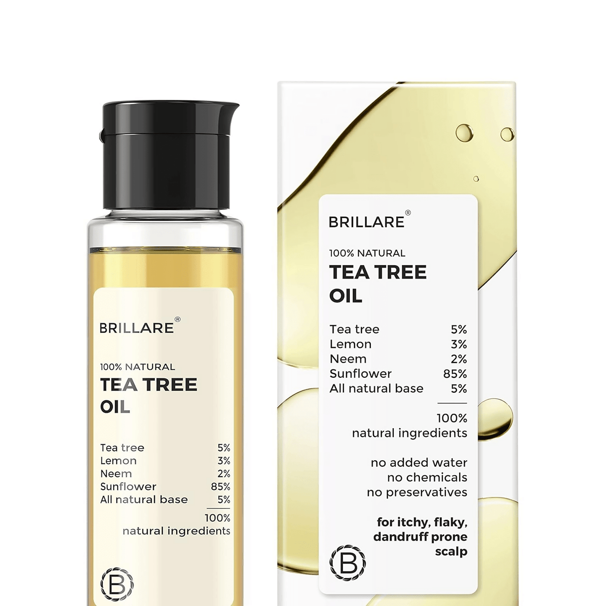 Brillare Tea Tree Hair Oil with The Goodness of Lemon & Sunflower Oil Dry - Vamzn#