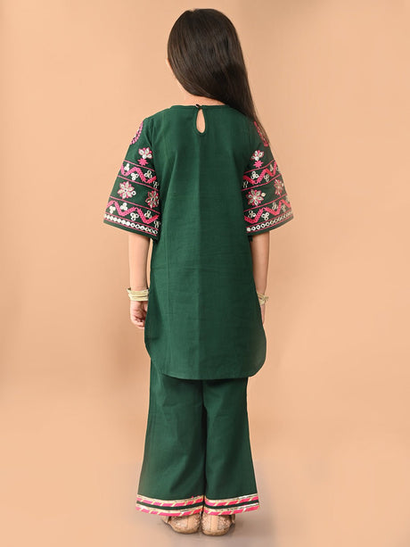 Embroidered Round Cut Kurta with Palazzo Set - Vamzn#