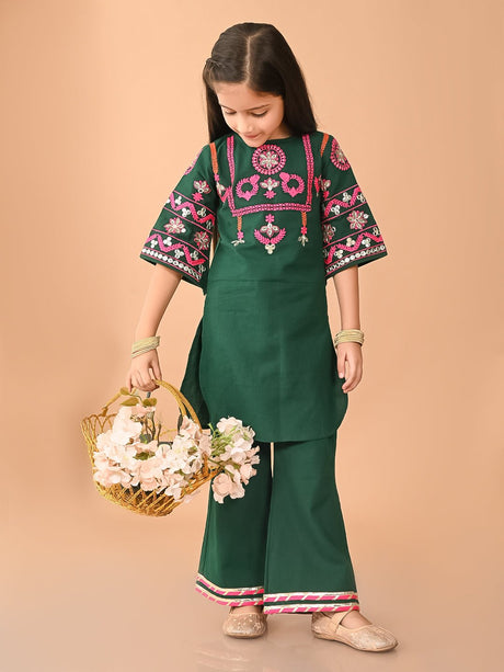 Embroidered Round Cut Kurta with Palazzo Set - Vamzn#