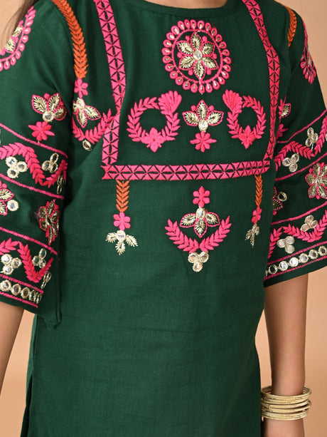 Embroidered Round Cut Kurta with Palazzo Set - Vamzn#